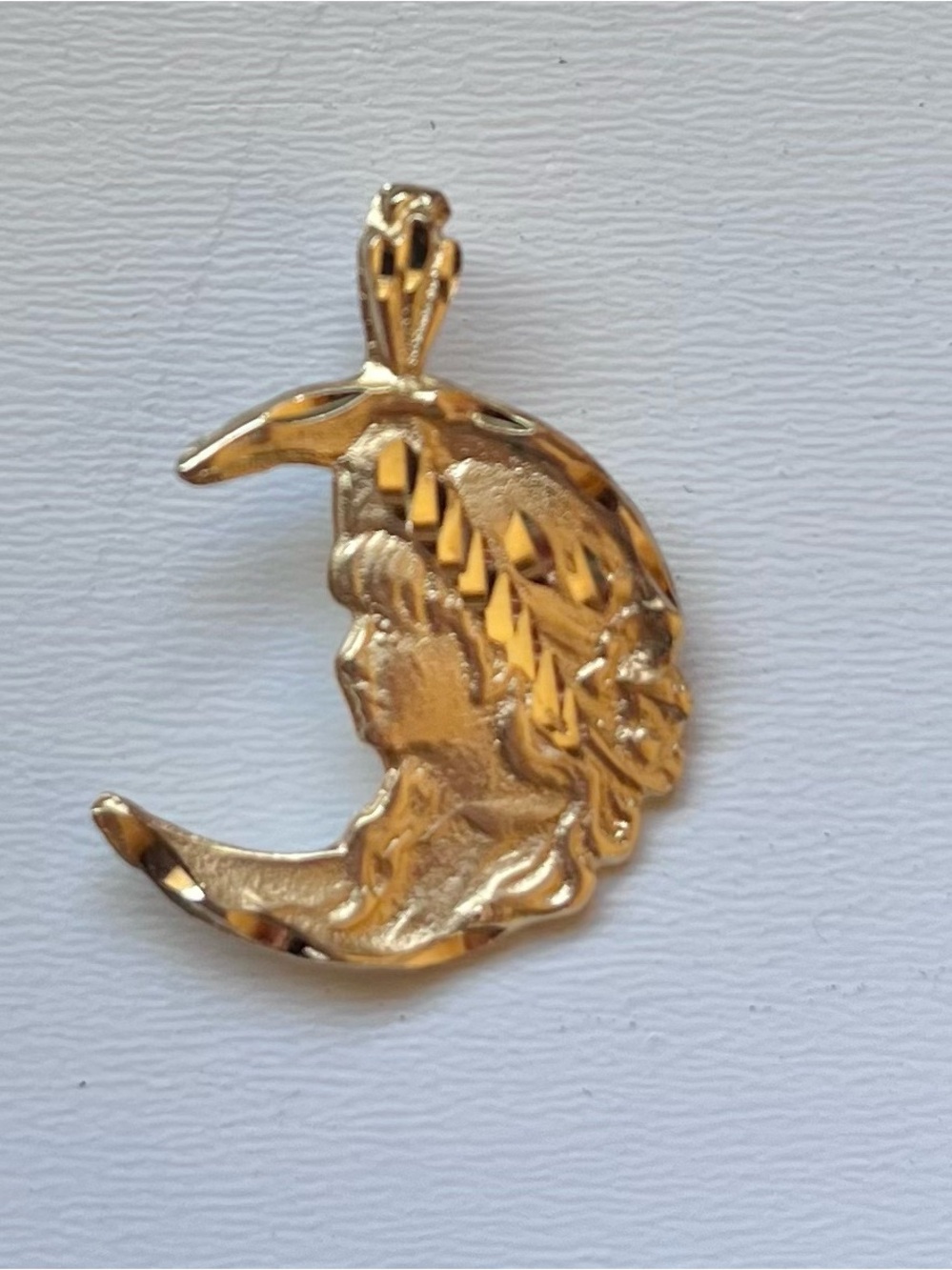 Moon Goddess Pendant Charm ~ Gold Plated Women's Face - Vintage Michael Anthony